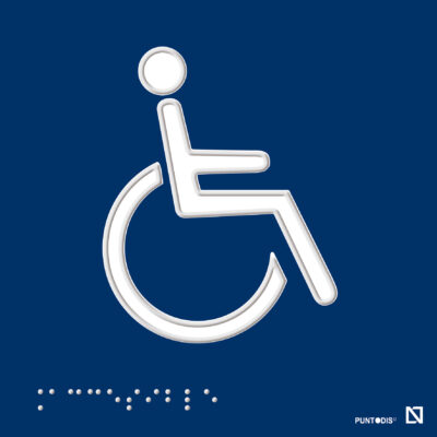 Placa Símbolo internacional de Accesibilidad en braille y altorrelieve, en aluminio