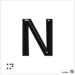 Placa Letra N en braille y altorrelieve, en aluminio