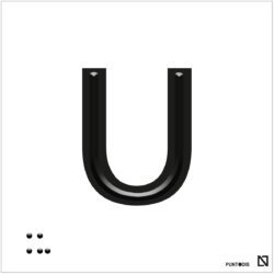 Placa Letra U en braille y altorrelieve, en aluminio