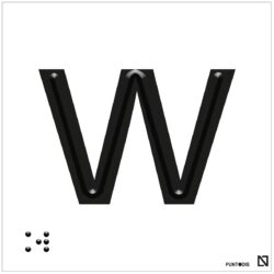 Placa Letra W en braille y altorrelieve, en aluminio