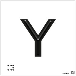 Placa Letra Y en braille y altorrelieve, en aluminio