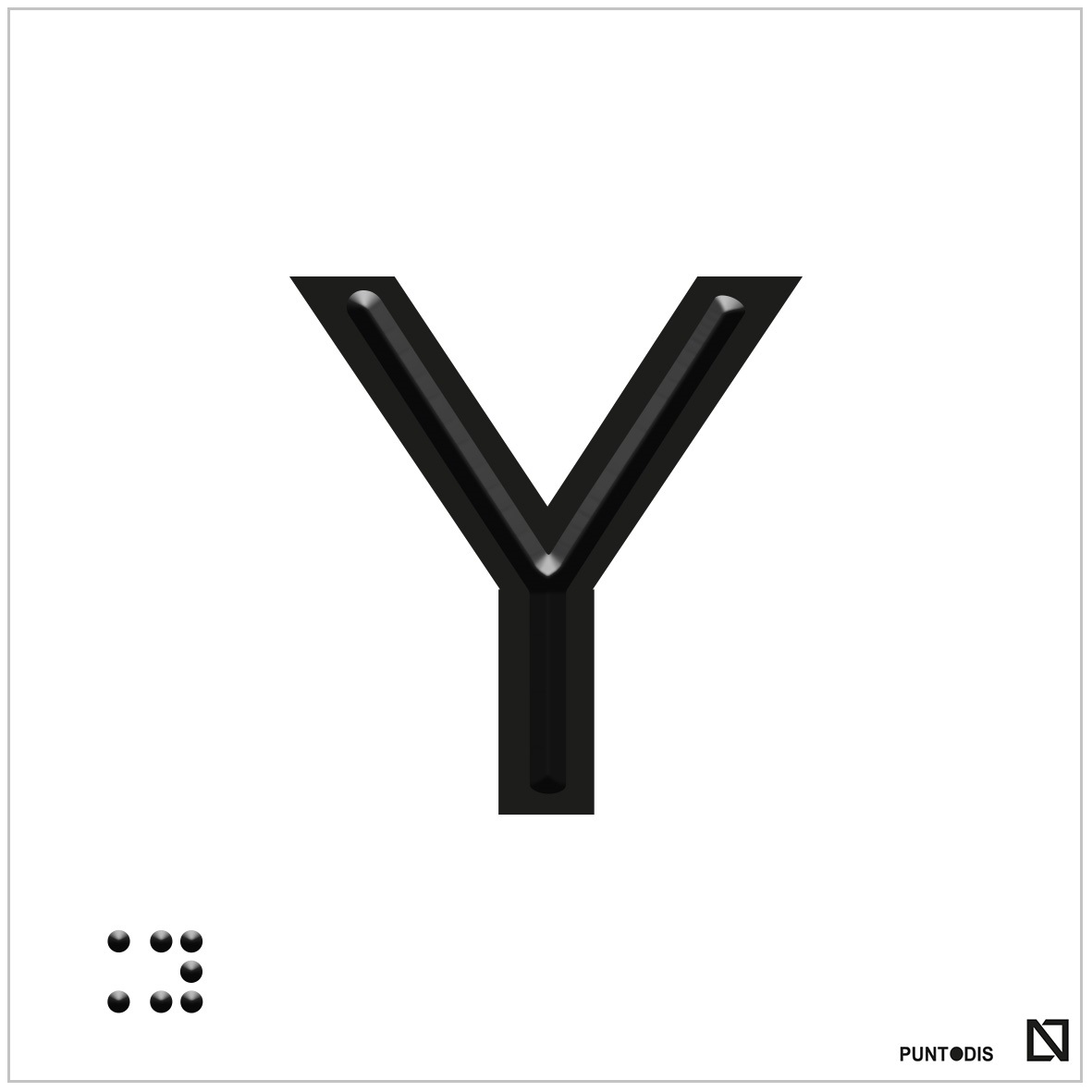 Placa Letra Y en braille y altorrelieve, en aluminio