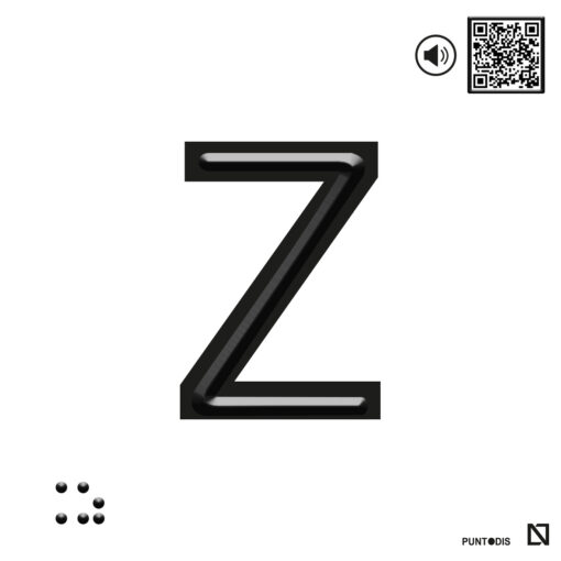 Placa letra Z en braille y altorrelieve en aluminio