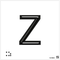 Placa Letra Z en braille y altorrelieve, en aluminio