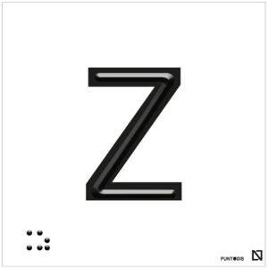 Placa Letra Z en braille y altorrelieve, en aluminio