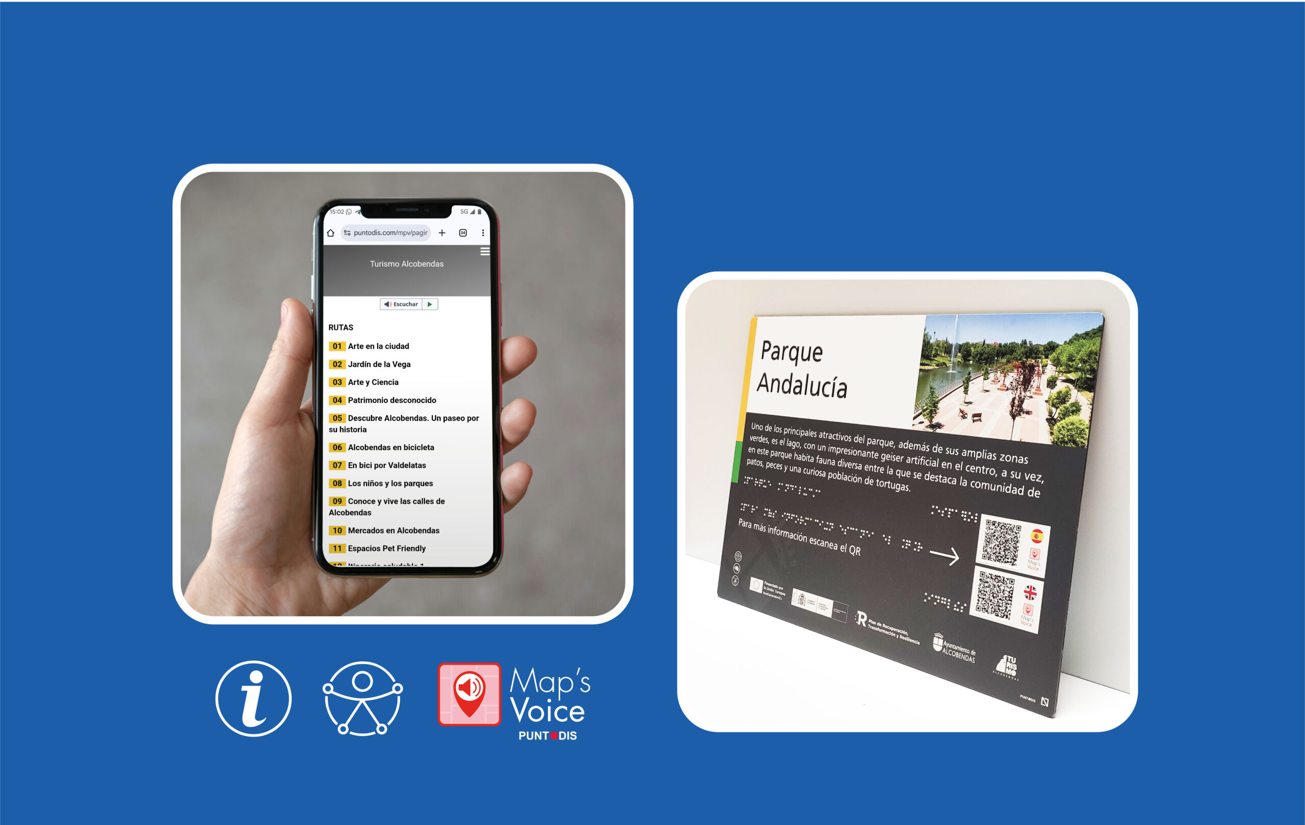 movil con map´s voice y cartel