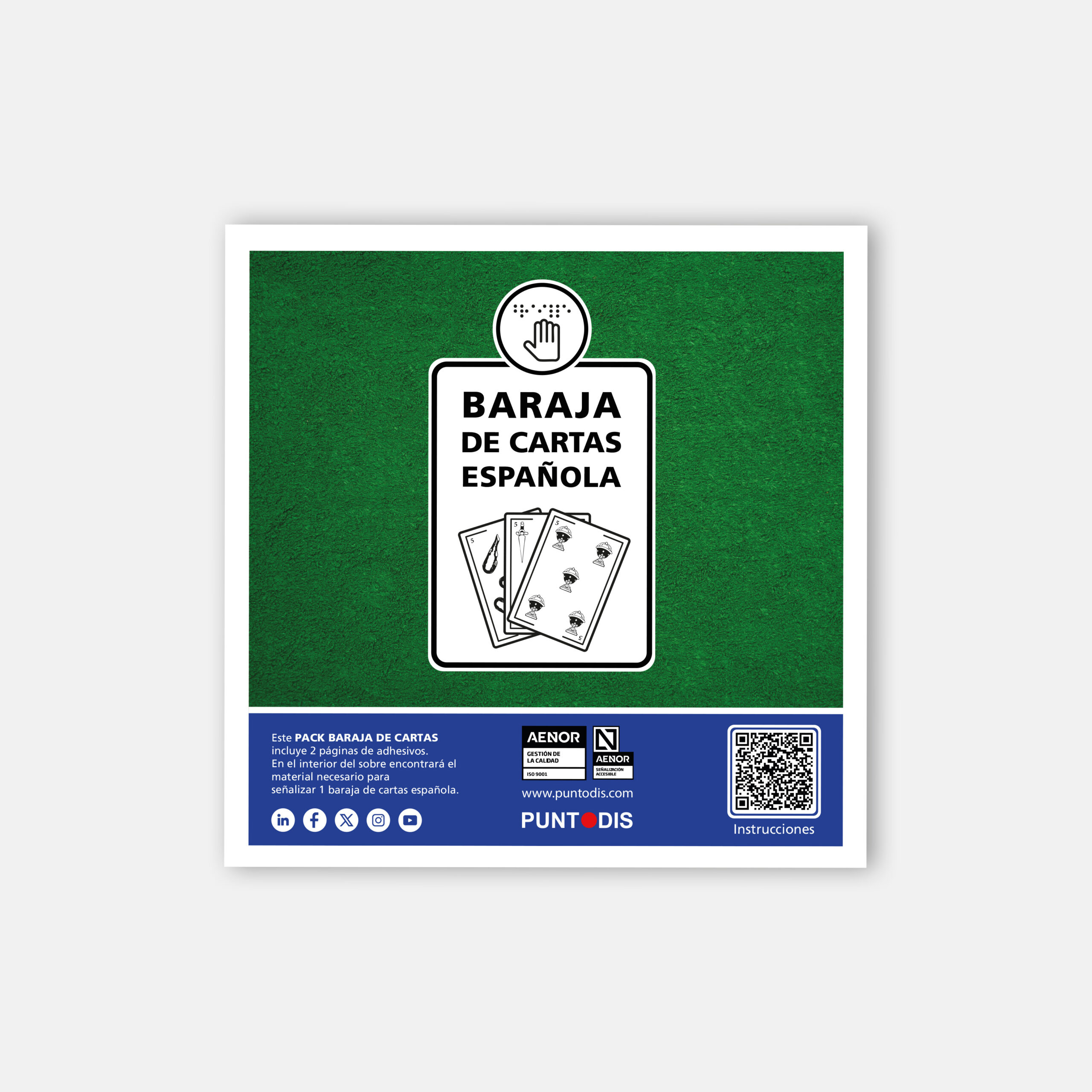 Portada del sobre del juego de adhesivos para la baraja española