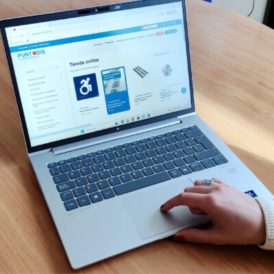 persona navegando en un ordenador en la tienda online de Puntodis