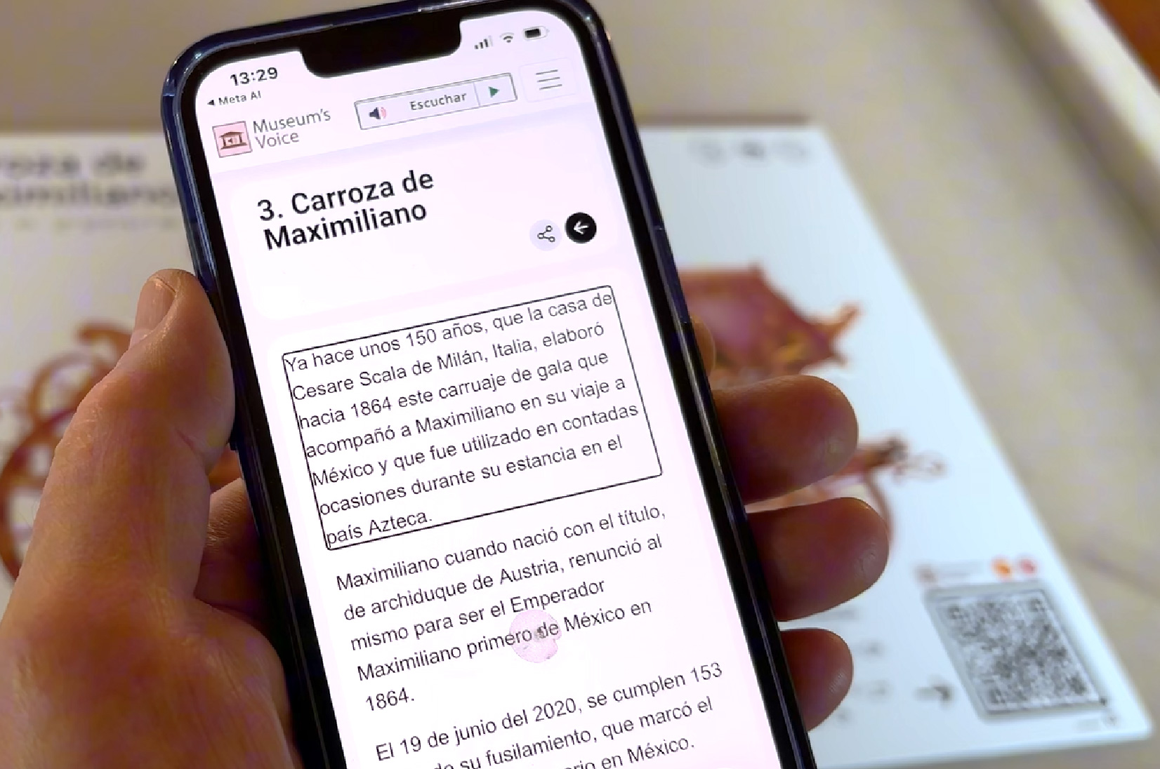 Ejemplo de contenido accesible en Museum's Voice con información organizada mediante encabezados y bloques de contenido, compatible con lectores de pantalla y tecnologías de apoyo.