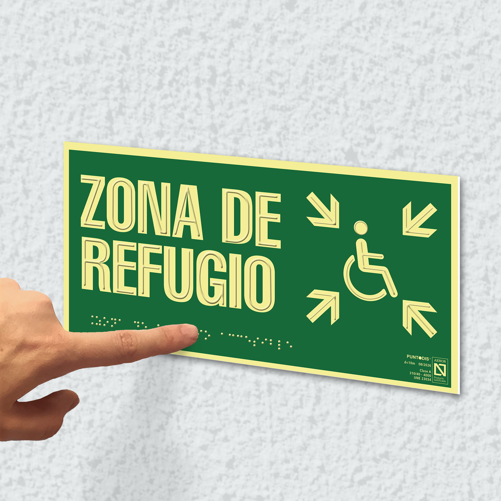 Ejemplo de colocación en pared de la placa