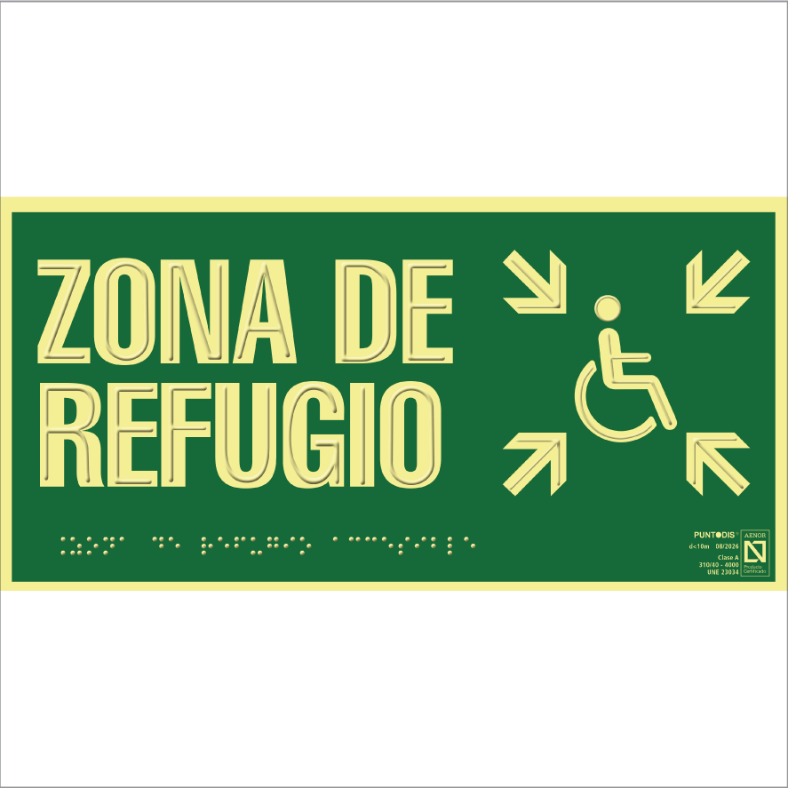 Placa fotoluminiscente Zona de refugio accesible