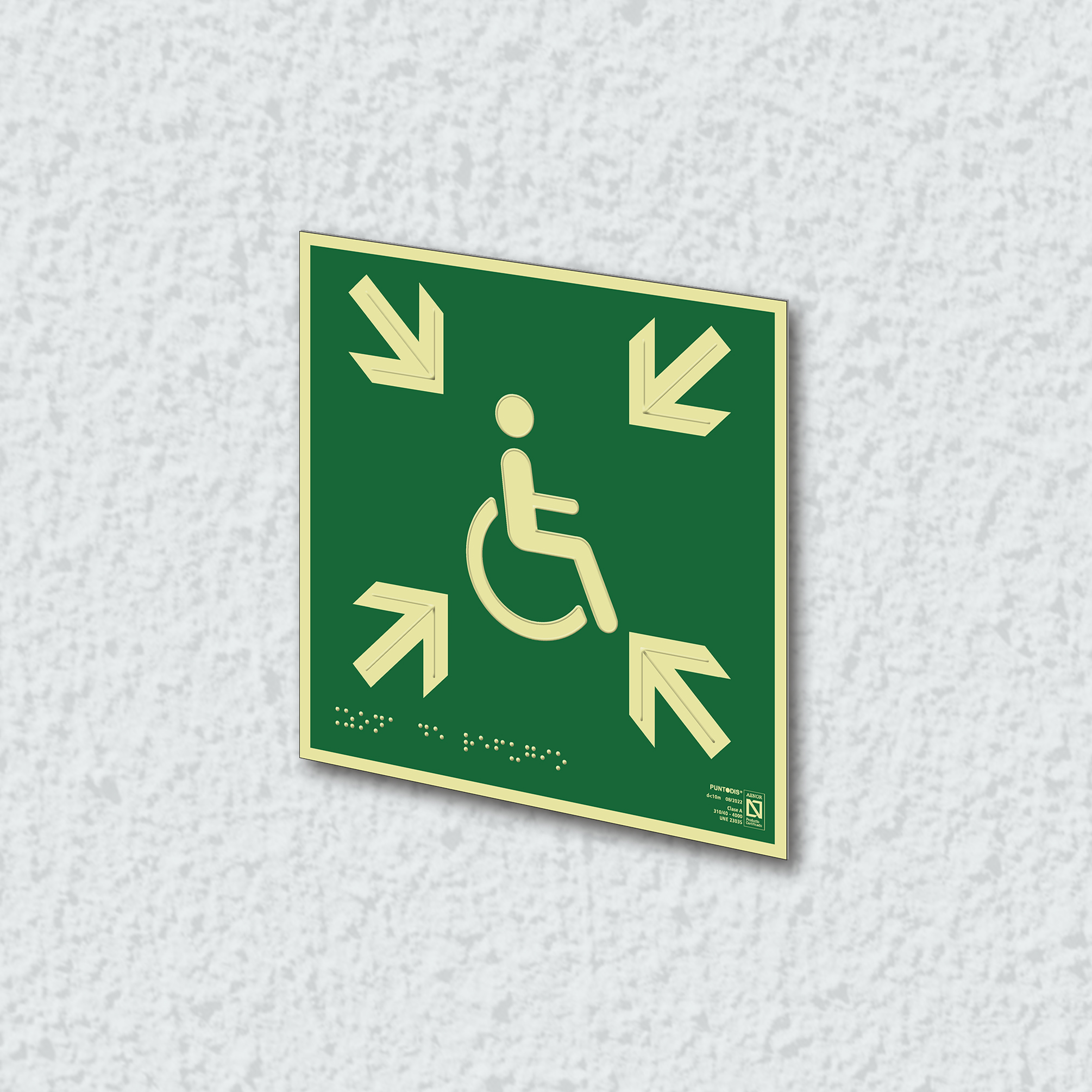 Ejemplo de colocación en pared de la placa